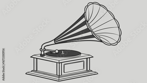 Vintage Gramophone Illustration.