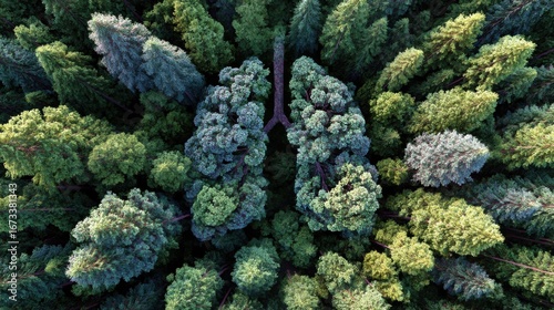 Wallpaper Mural Forest-shaped lungs. Ecology concept. Lush forest canopy viewed from above showcasing diverse tree species in varying shades of green Torontodigital.ca