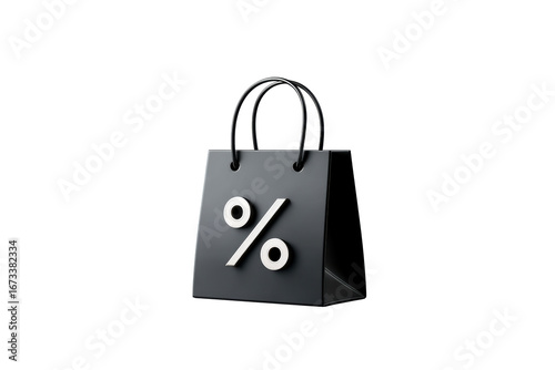 Black shopping bag with percent design