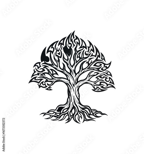 Intricate tribal tree graphic