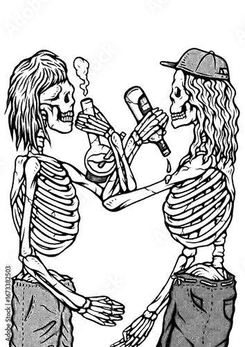 Two skeletons performing cpr on each other