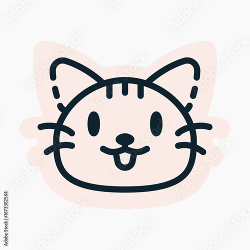 Illustration of Brown cat, designed in line style. Ideal for stickers, branding, and digital projects. Comes in multiple formats, and making it versatile for both print and online use.
