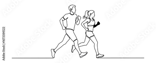 People jogging silhouette graphic