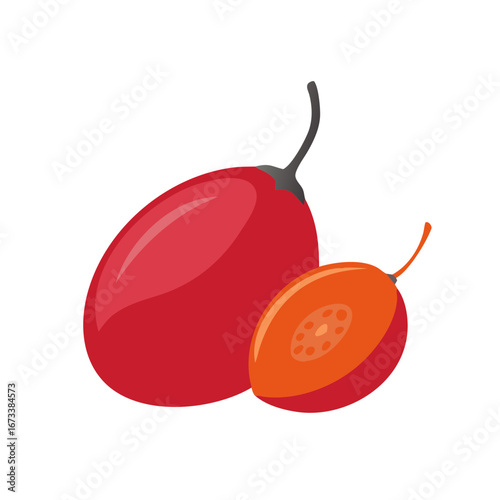 Illustration of a vibrant tamarillo fruit, its rich red color