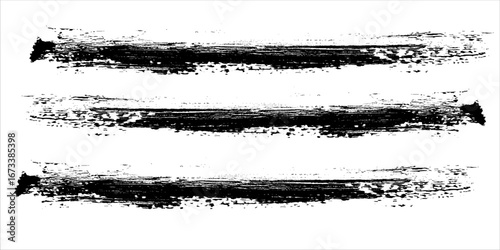 Marker hand-drawn line border set and scribble design elements. Lines hand drawn paint brush stroke. Vector set isolated on white. Hand drawn scribble. Black ink brush art