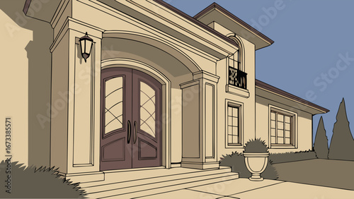 Elegant Home Exterior Illustration.