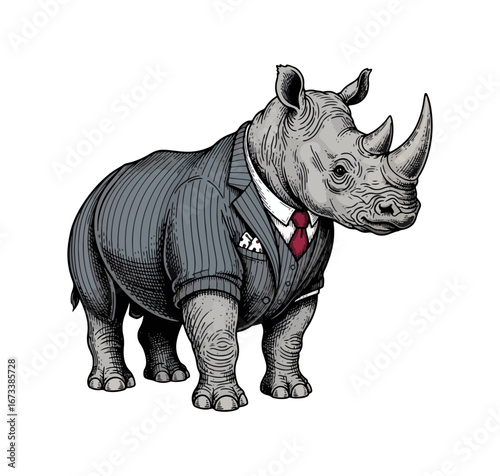 Rhinoceros in a suit illustration