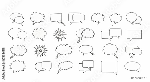 Collection of various speech bubbles in different shapes and styles.