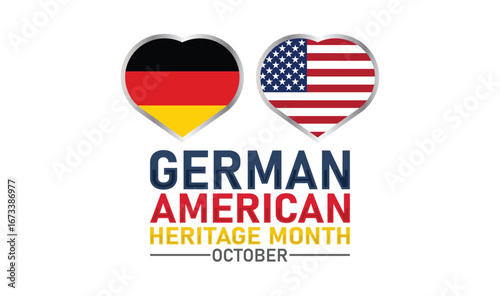 German American Heritage Month October Celebration. Happy holiday celebrate annual in October. Germany and United States flag. Culture month. Poster, card, banner, template. Vector EPS10 illustration