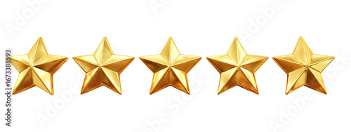 Five golden stars on black background