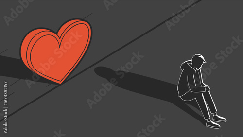 Heartbreak and Loneliness Concept Illustration.