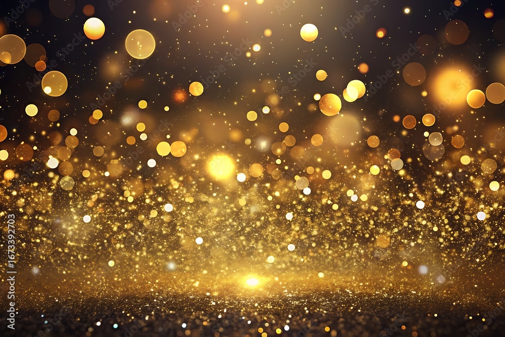 Obraz premium Glittering Gold Bokeh Lights for Festive and Elegant Backgrounds
