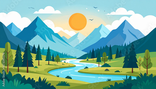 Peaceful River Valley Landscape