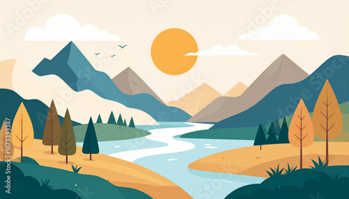 Peaceful River Valley Landscape