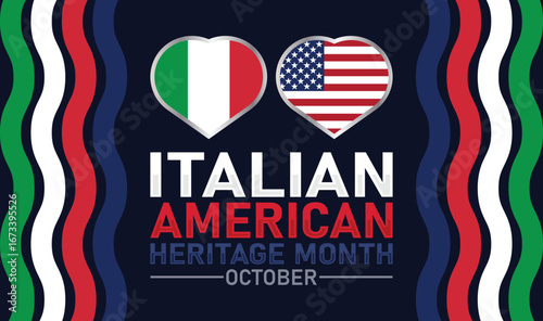 Italian American Heritage Month October Festival. Vector web banner, background, poster, postcard, template design.