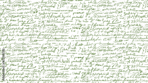 Seamless white pattern of abstract illegible handwritten text. Vintage grunge calligraphy script, old book document. Vector illustration of monochrome unreadable handwriting cursive poetry