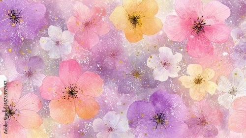 Vibrant floral pattern in pastel hues. Artificial intelligence image