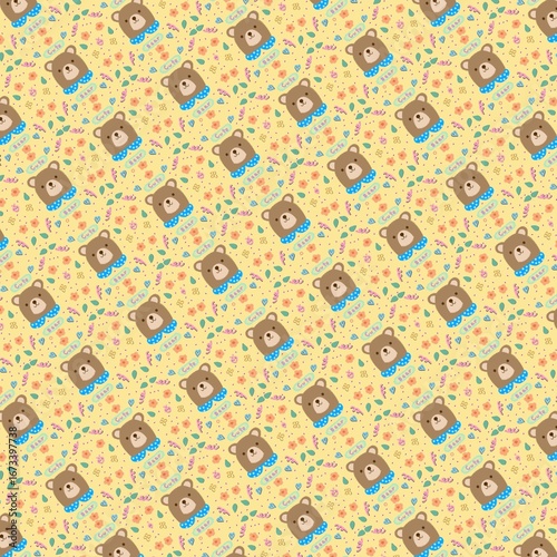 Bear vector seamless pattern