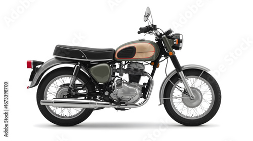 A detailed illustration of a classic vintage motorcycle with chrome details and retro design, perfect for automotive and lifestyle concepts.