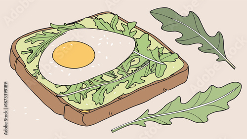 Avocado Toast with Egg and Greens.