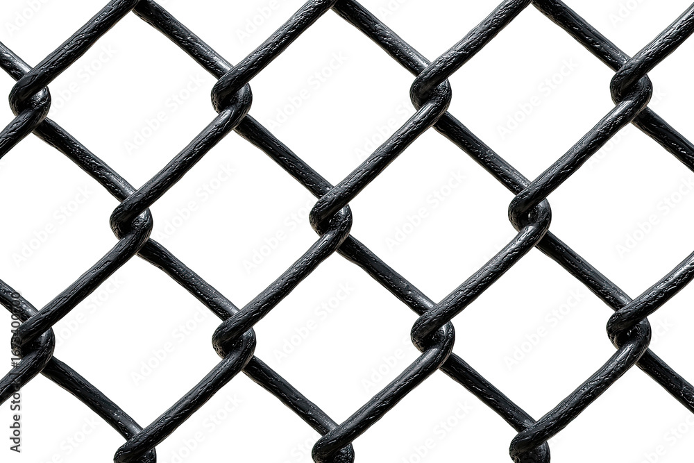 Fototapeta premium Close-up view of a black chain-link fence (1)