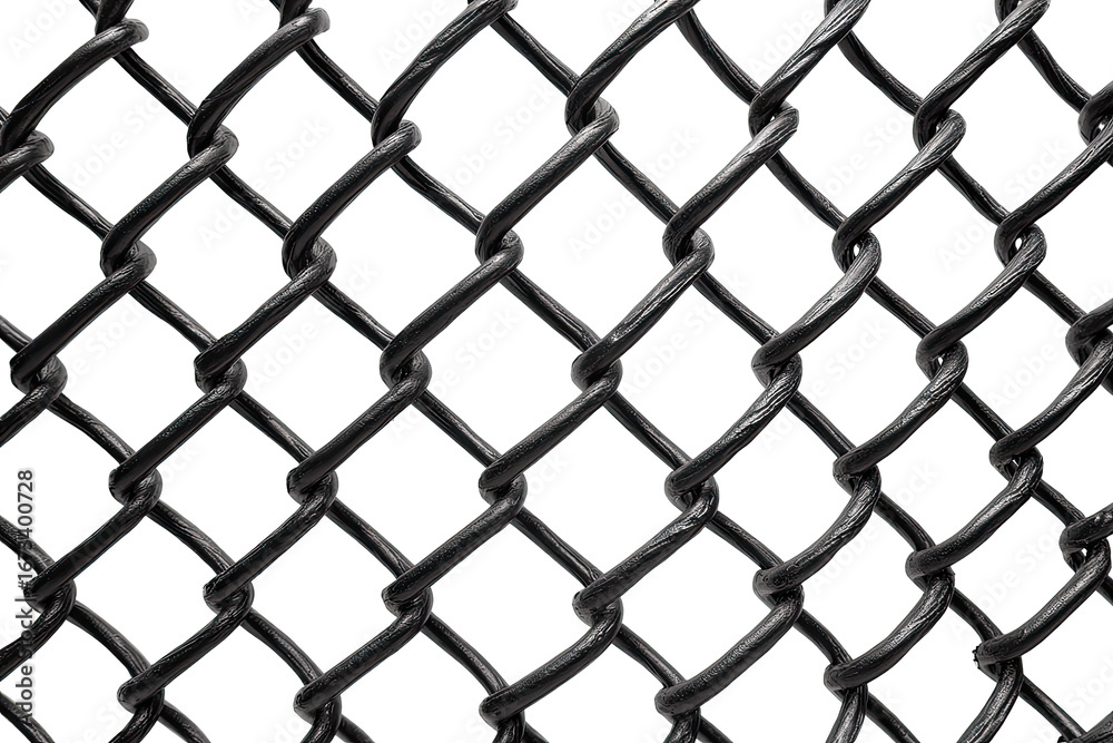 Naklejka premium Close-up view of a black chain-link fence