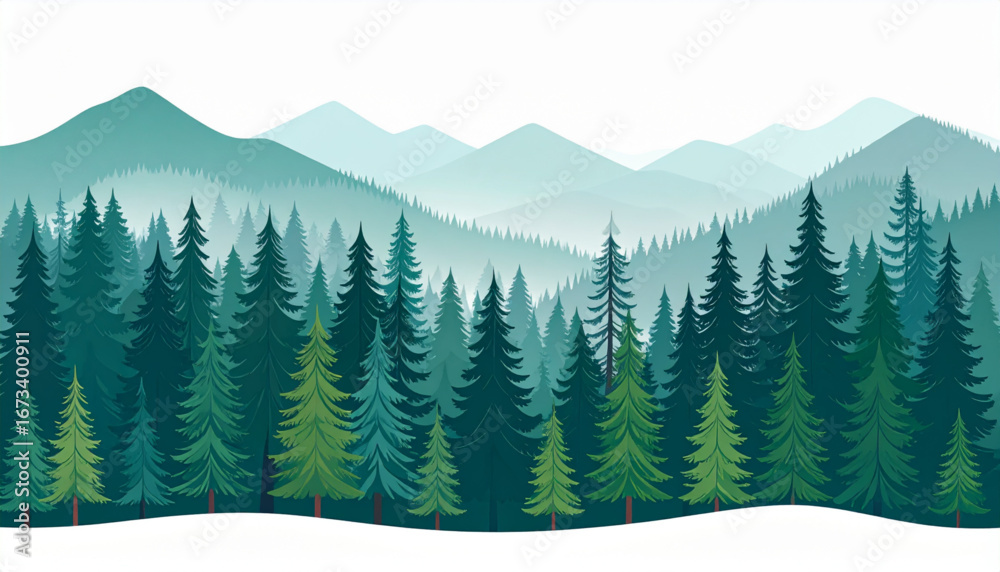Fototapeta premium Misty Pine Forest