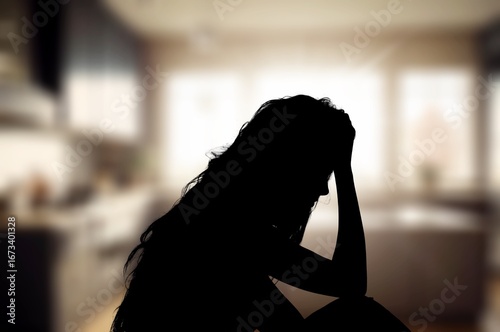 Wallpaper Mural thoughtful young person in a dark room Torontodigital.ca