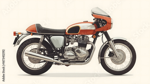 A detailed illustration of a classic vintage motorcycle with chrome details and retro design, perfect for automotive and lifestyle concepts.