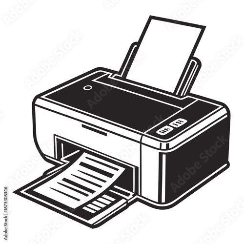 black and white printer printing documents clip art preview