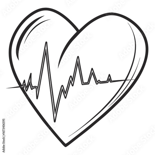 Heart illustration with an ekg line inside shows heart health and medical condition perfectly done here created with generated ai