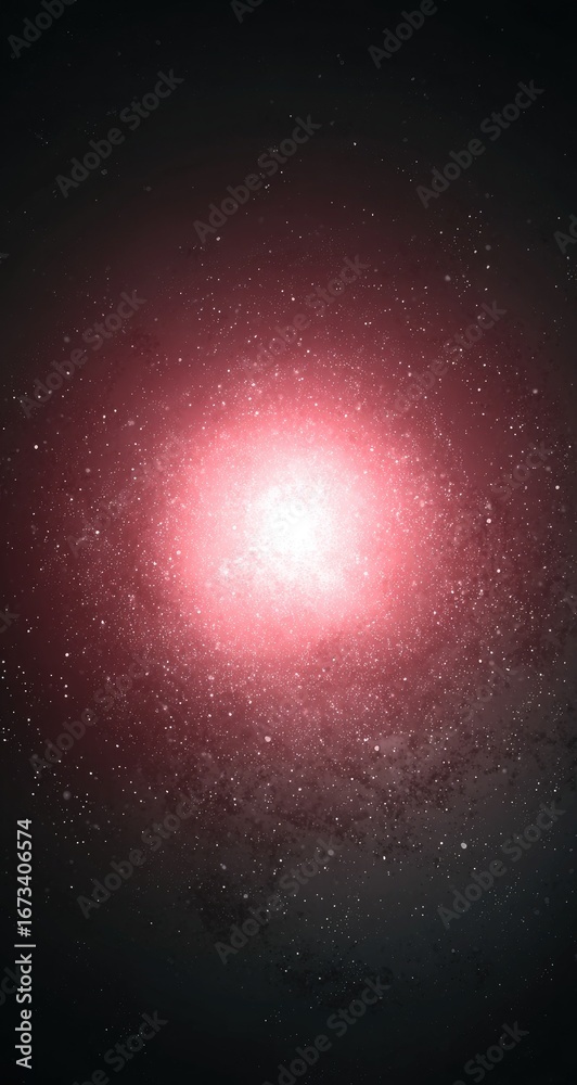Fototapeta premium Cosmic red central light, starry backdrop