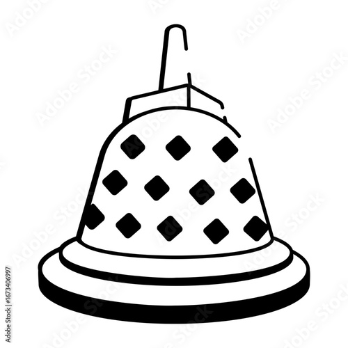 A doodle style icon showing a buddhist stupa

