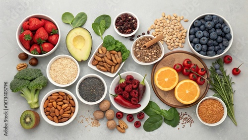 Explore vibrant and nutritious food choices featuring an array of fruits, vegetables, and seeds for a healthier lifestyle