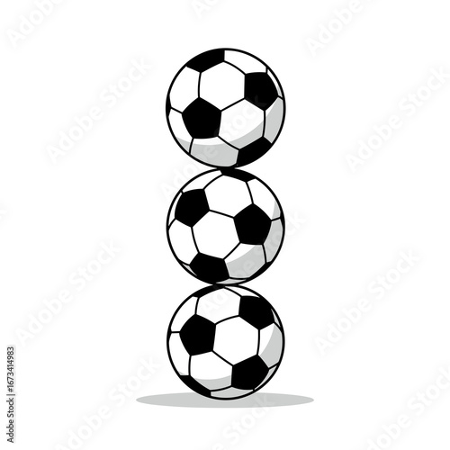 Stack of three soccer balls illustration