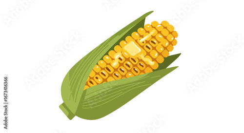 Corn on the cob with butter husk visible