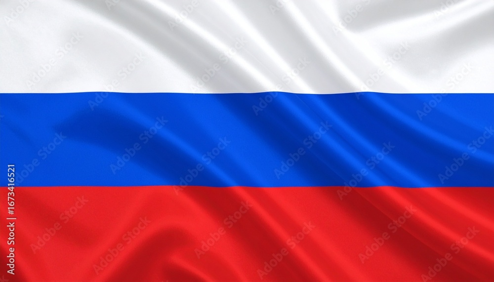 Fototapeta premium Russian national flag with horizontal stripes in white, blue, and red.