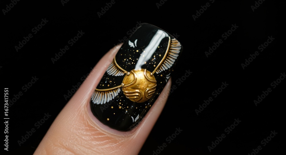 Naklejka premium Golden Snitch Nail Art A Magical Touch for Fantasy Lovers