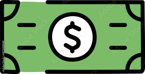 Single Banknote Vector Illustration for Finance and Currency