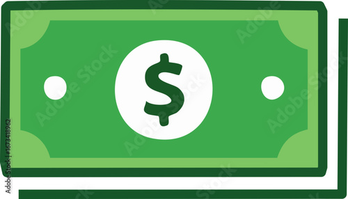Isolated Paper Money Vector Design, Single Banknote