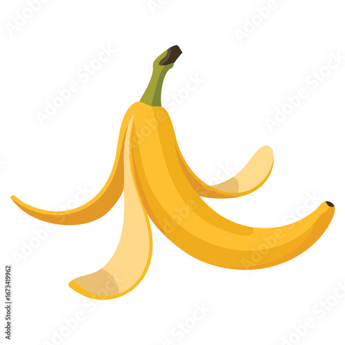 Peel of banana icon in flat illustration style, peel of banana vector icon for web isolated on white background, perfect for fruit and food themes.