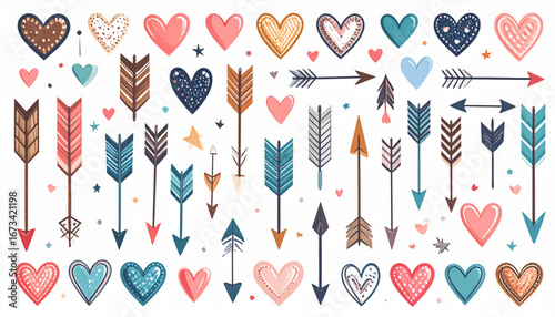 Playful Arrow and Heart Combo Doodle Set