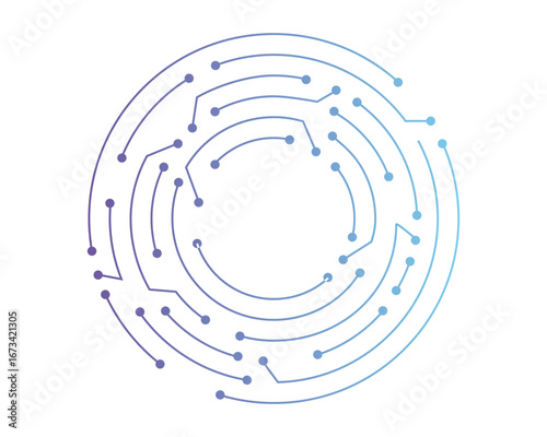 Circuit board circle line dots connection. Motherboard electronic technology data, electrical board, cpu. Programming science, computer system elements