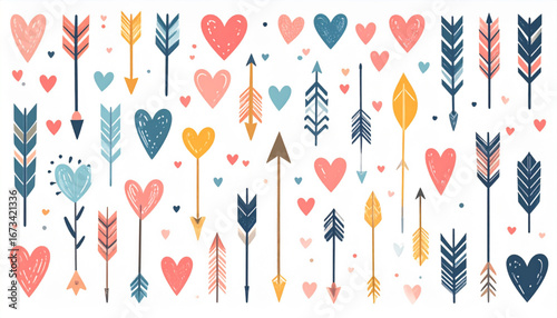  Playful Arrow and Heart Combo Doodle Set