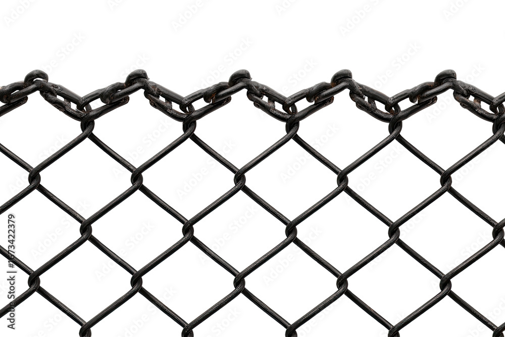 Naklejka premium Close-up metal chain link fence