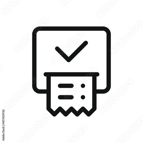 Printing paper receipt outline icon, receipt printer line vector symbol with editable stroke