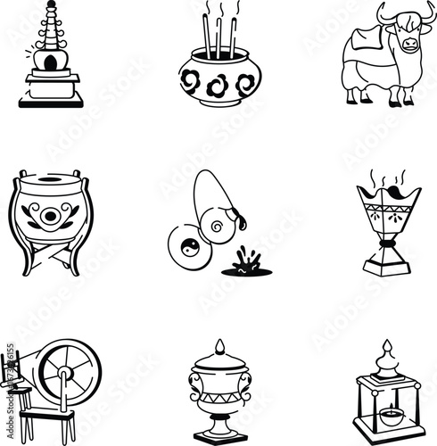 5.Pack of Hand Drawn Himalayan Art Icons 
