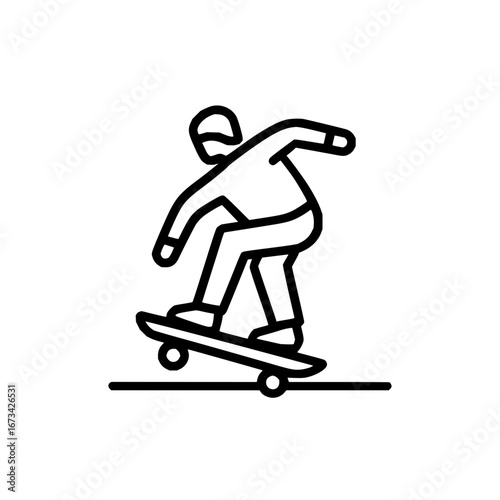Skateboarder outline vector image for sports and recreation design projects and skateboarding illustrations