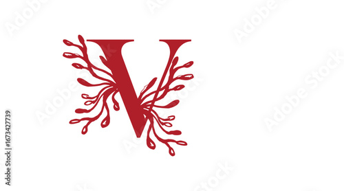 Adobe IllustratoElegant ornamental alphabet design with intricate floral and decorative vector elements. The letter is styled with vintage patterns, luxury curves, and artistic flourishes, v