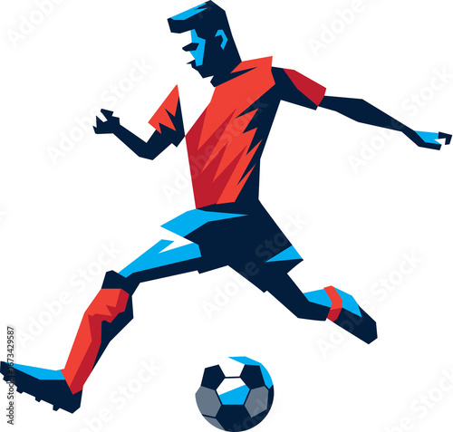 vector silhouettes of soccer players in various kicking and running poses, designed in flat style